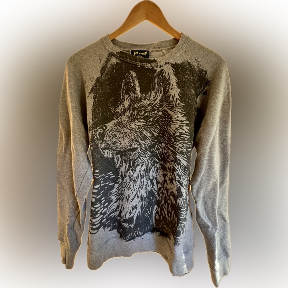 Men’s Graphic Wolf Sweatshirt from UK, size small